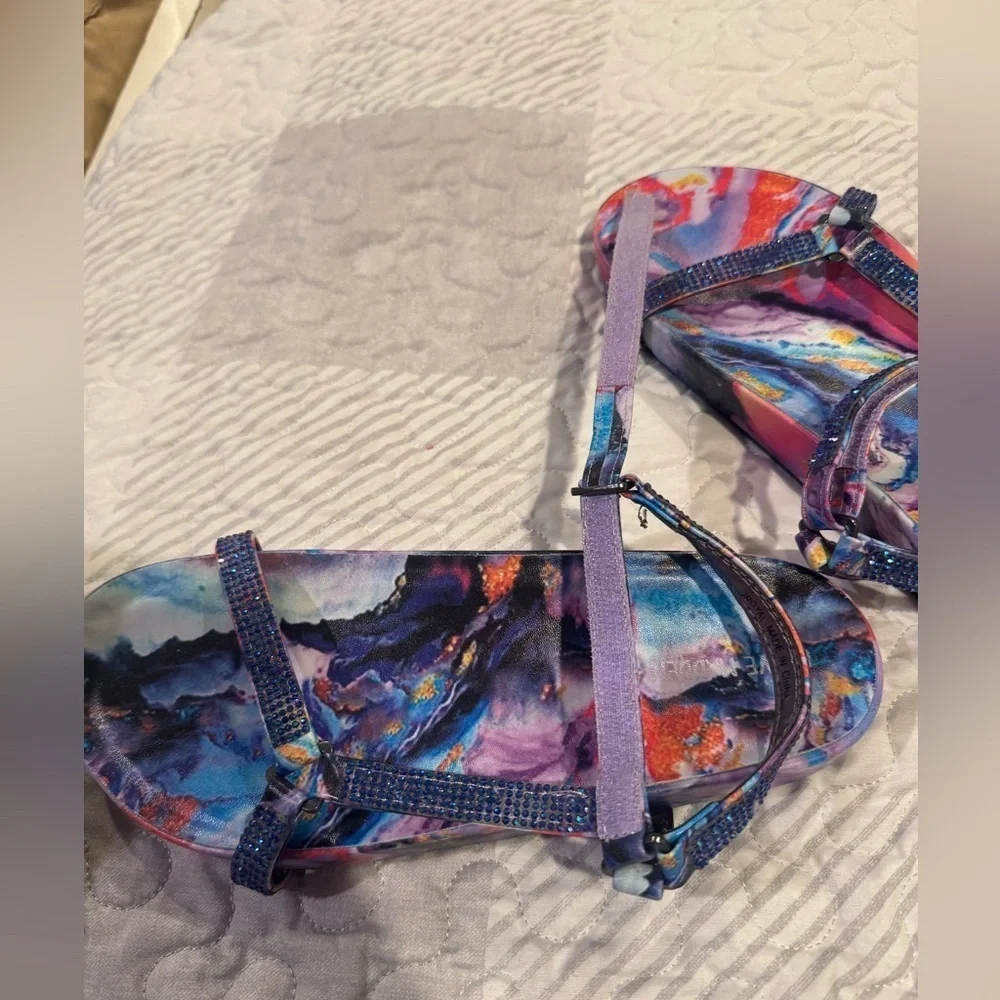 MADDEN GIRL Royal Colorful Rhinestone Rainbow Sandals 5